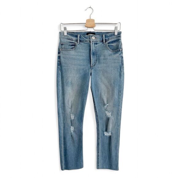 Express Distressed Raw Hem Cropped Ankle Skinny Jean High Rise Size 4 - Picture 1 of 8